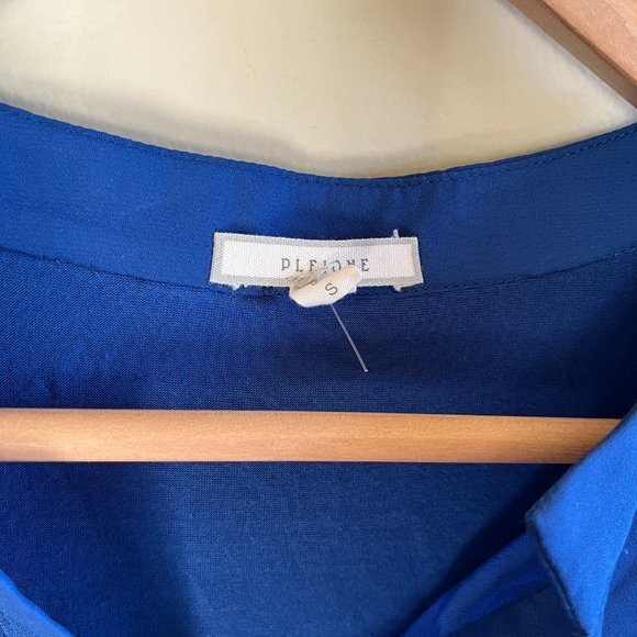 Pleione‎ Blue Womens Size Small Split-Neck Cuffed-Sleeve Blouse Top - Picture 3 of 5